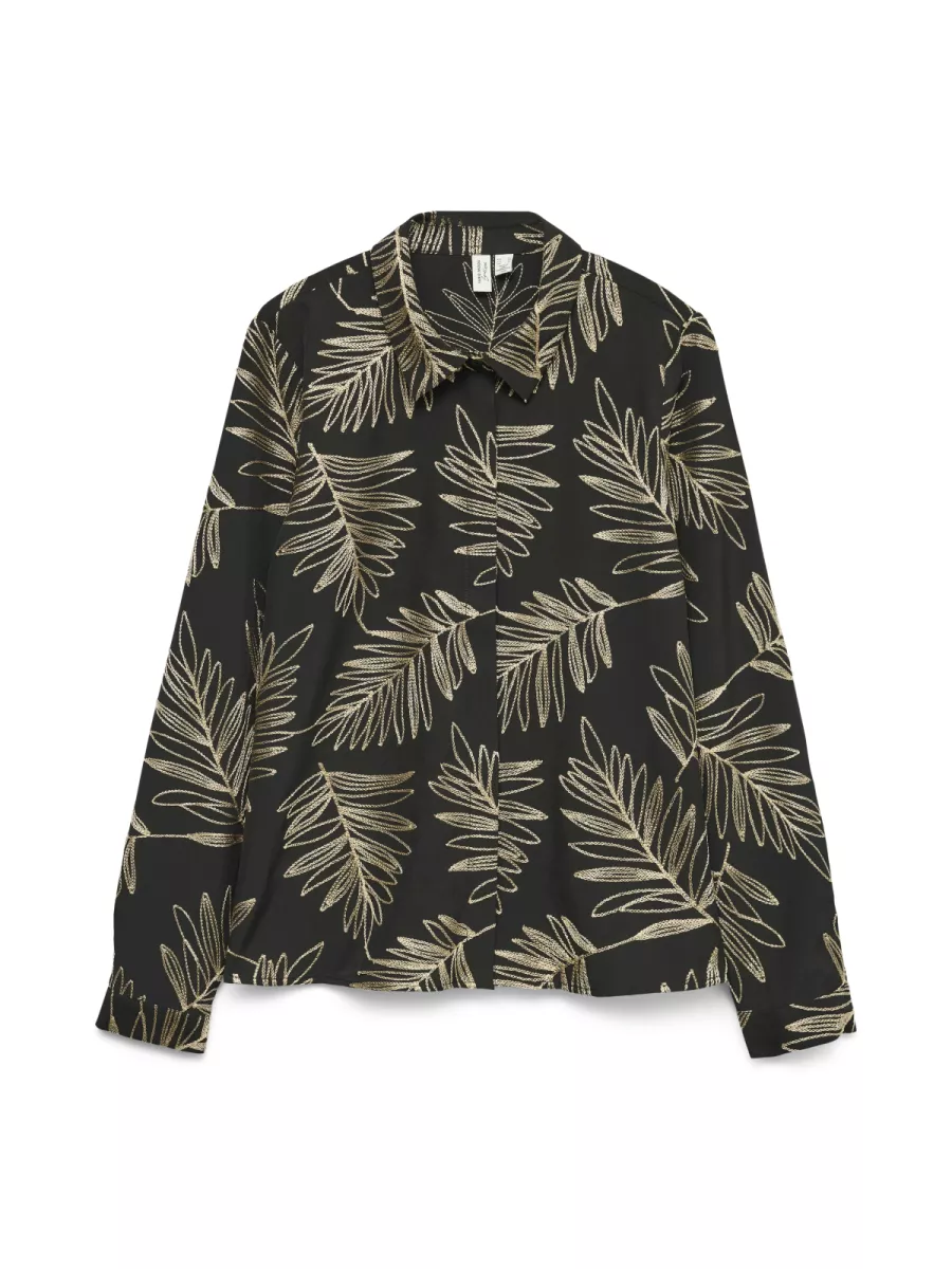 VERO MODA-VMGERTRUDE L/S SHIRT WVN BTQ GA-10337543-Black-BLACK