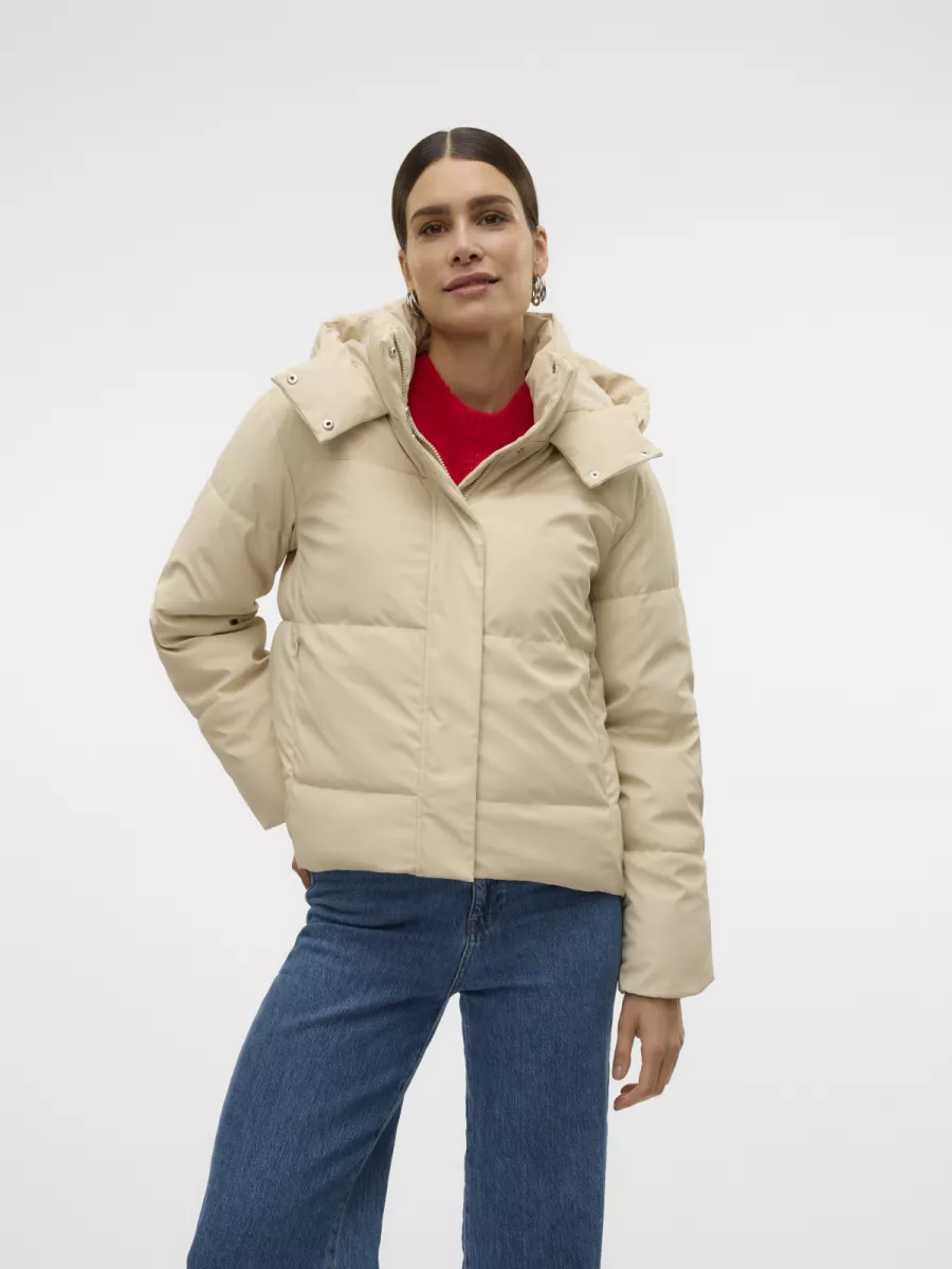 VERO MODA-VMGRETAKYLIE SHORT COATED JACKET NO-10311315-Oatmeal-GRIJS MELEE