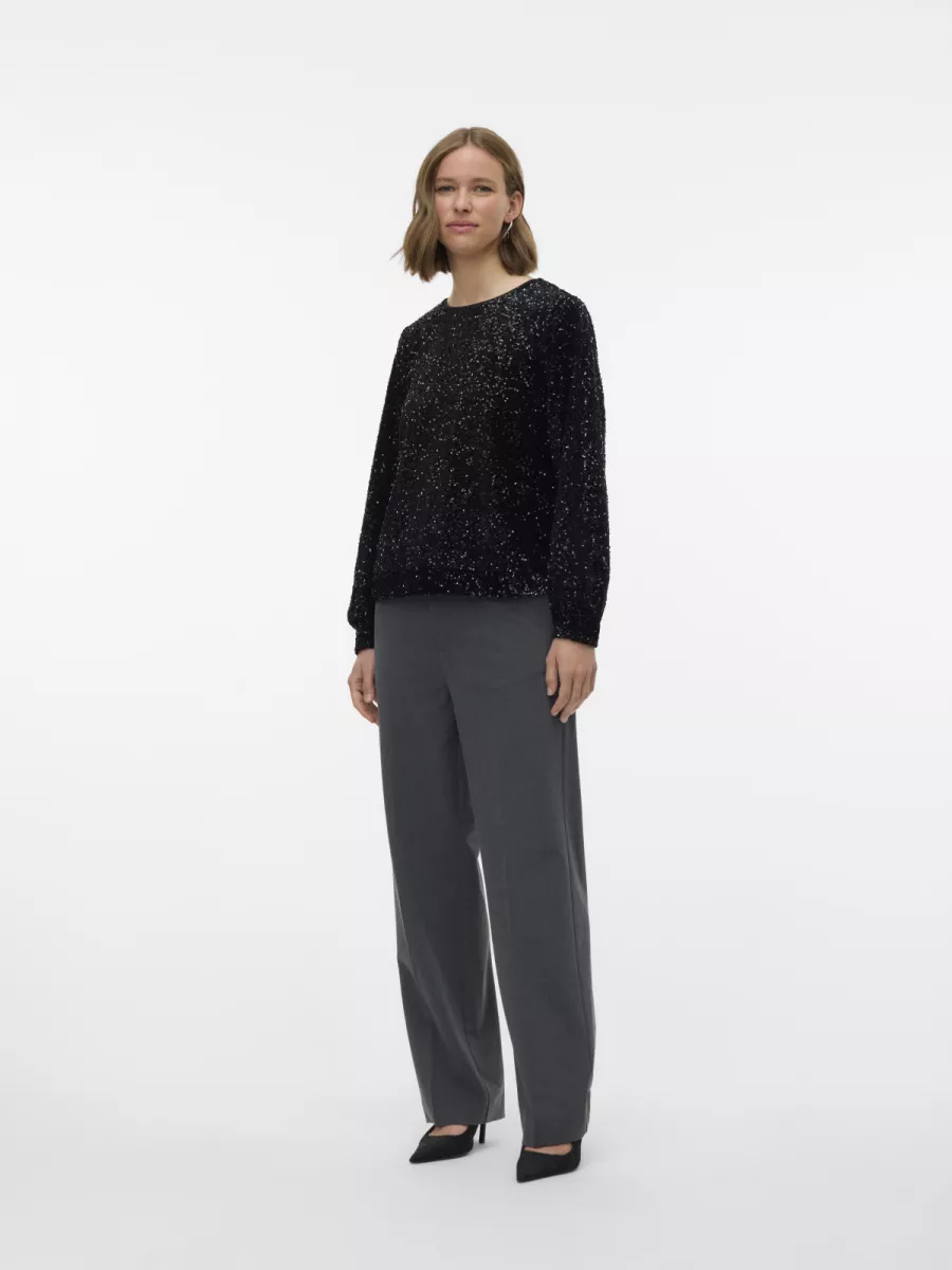 VERO MODA-VMHOKA SQ L/S SWEATSHIRT JRS BTQ-10338090-Black-BLACK