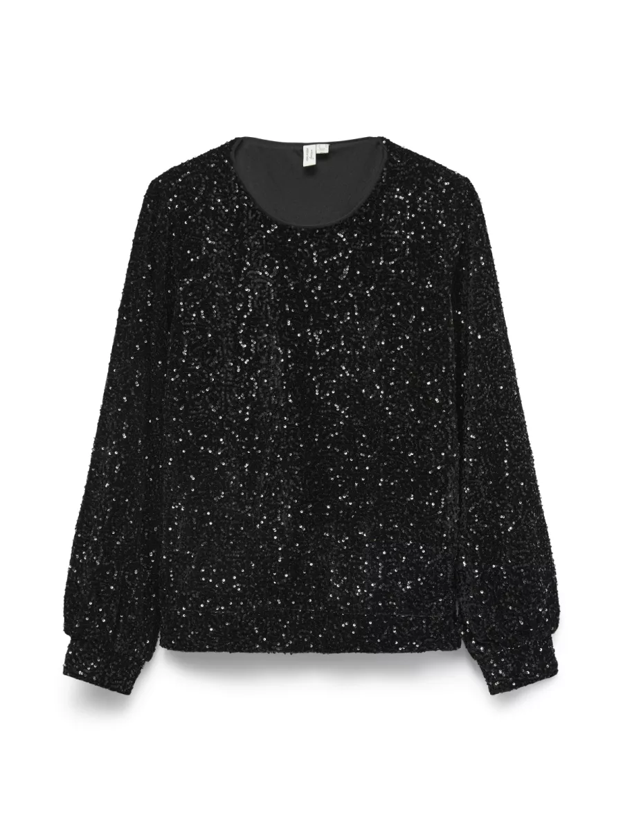 VERO MODA-VMHOKA SQ L/S SWEATSHIRT JRS BTQ-10338090-Black-BLACK