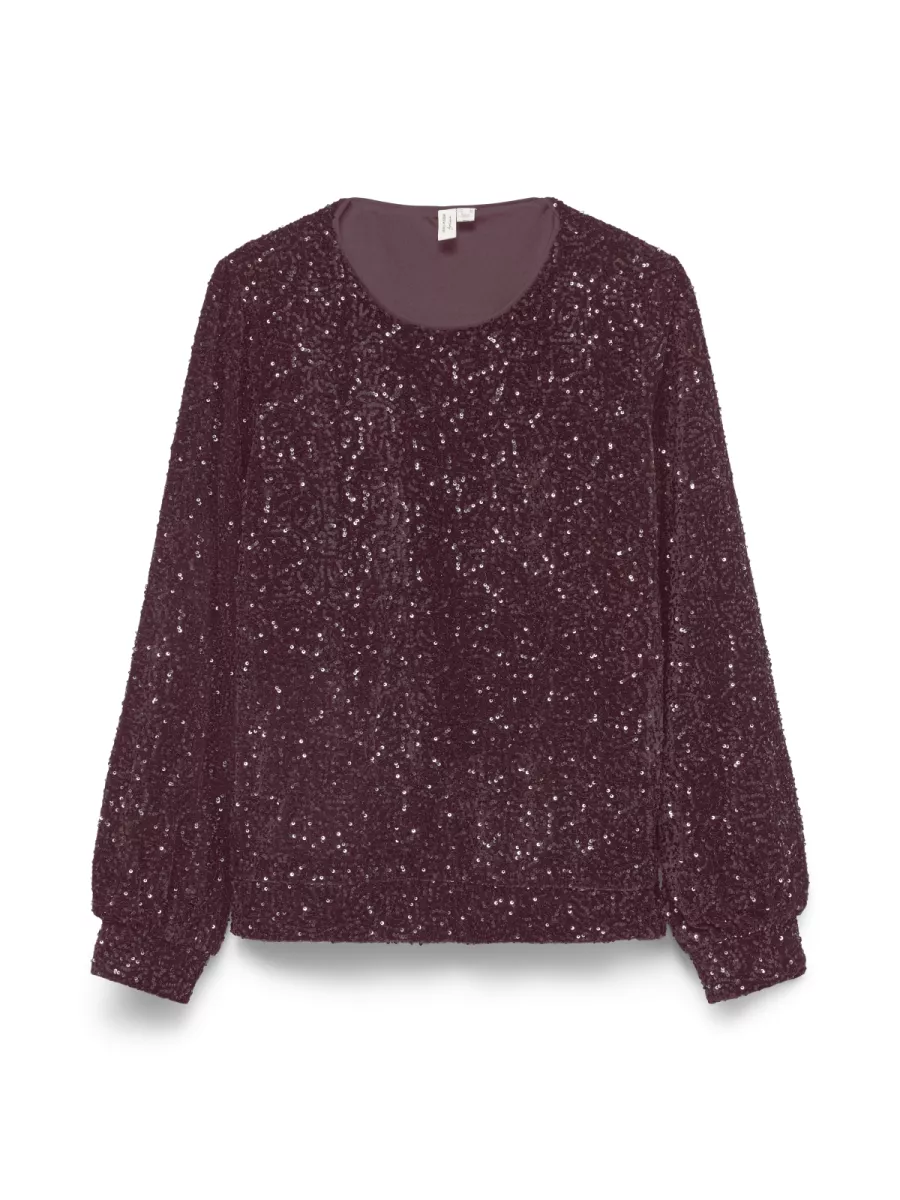 VERO MODA-VMHOKA SQ L/S SWEATSHIRT JRS BTQ-10338090-Winetasting-BORDEAUX