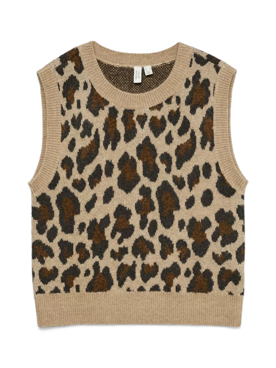 VERO MODA-VMLEILA SL O-NECK VEST BTQ-10336933-Silver mink-KIT