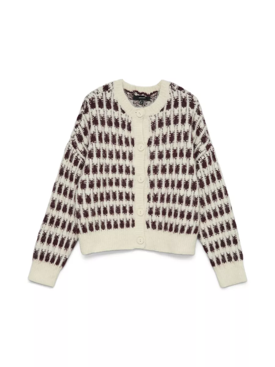 VERO MODA-VMLISA LS O-NECK CARDIGAN-10336622-Winetasting-ROOD COMBINATIES