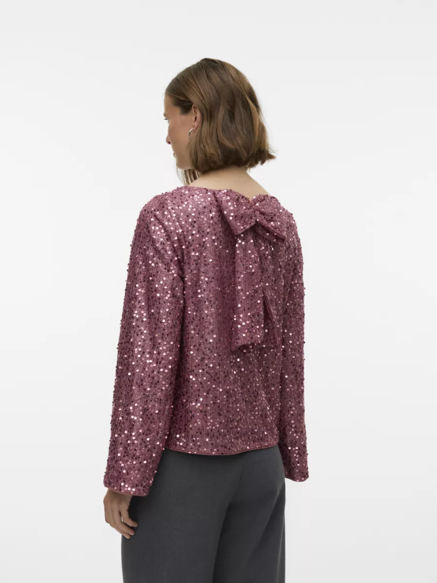 VERO MODA-VMNAJA LS SHORT BOW TOP JRS GA-10335670-Nostalgia Rose-ROSE