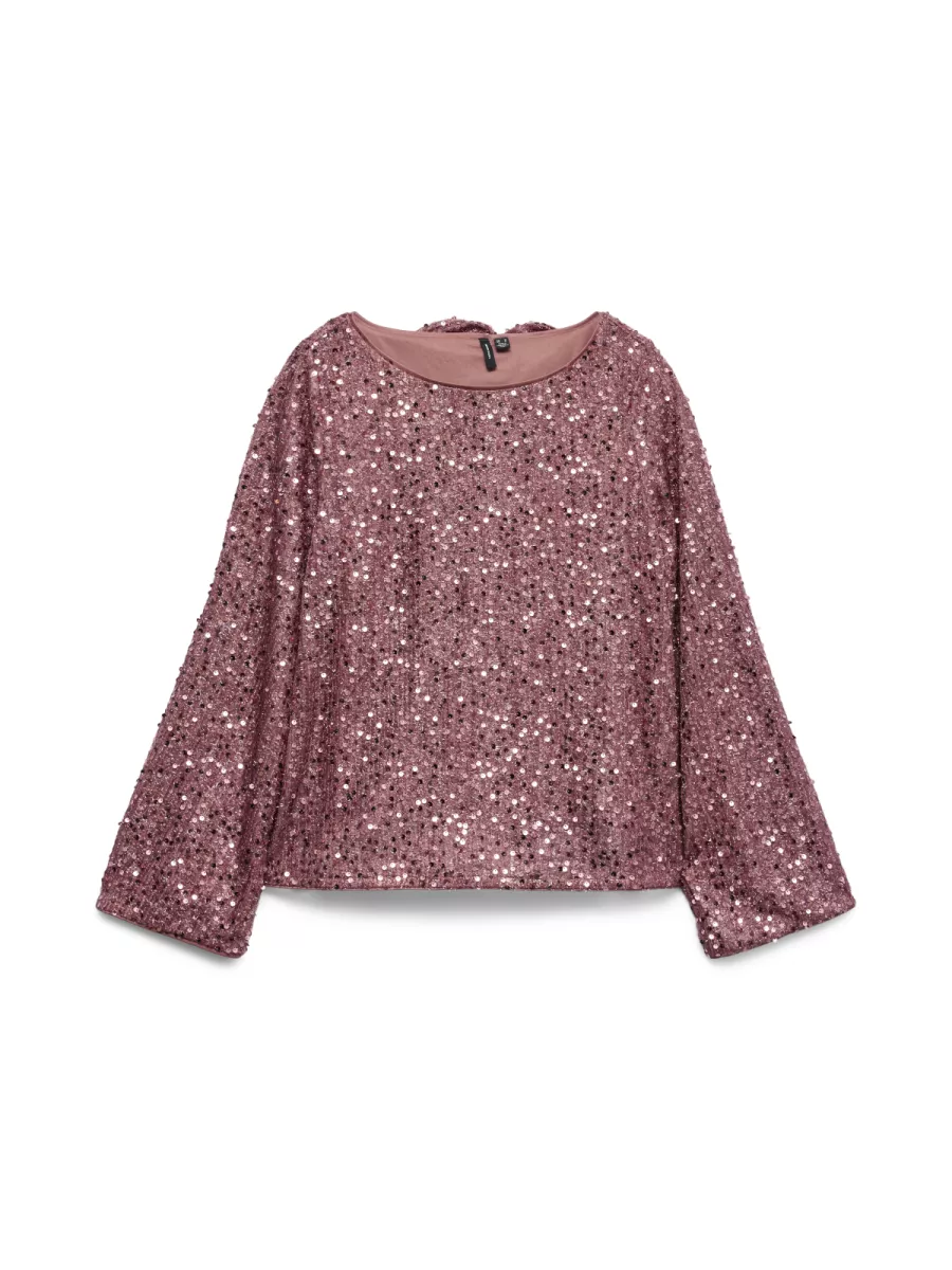 VERO MODA-VMNAJA LS SHORT BOW TOP JRS GA-10335670-Nostalgia Rose-ROSE