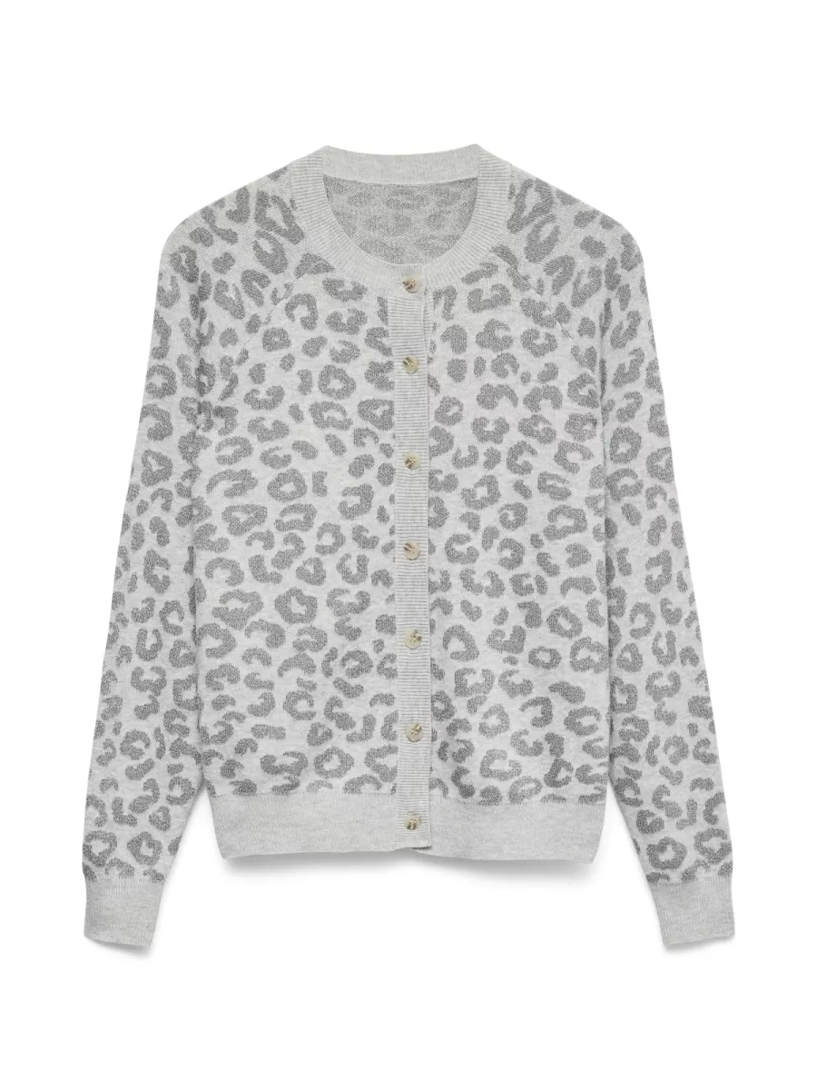 VERO MODA-VMNOELLE LS LEO KNIT CARDICAN EXP-10343621-Light Grey Melange-LICHT-/PAREL GRIJS