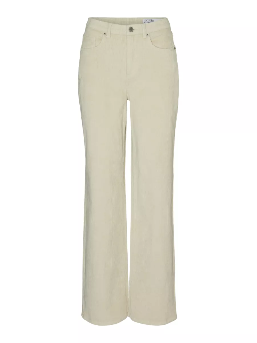 VERO MODA-VMTESSA HR WIDE CORDUROY PANTS GA N-10315350-Oatmeal-GRIJS MELEE