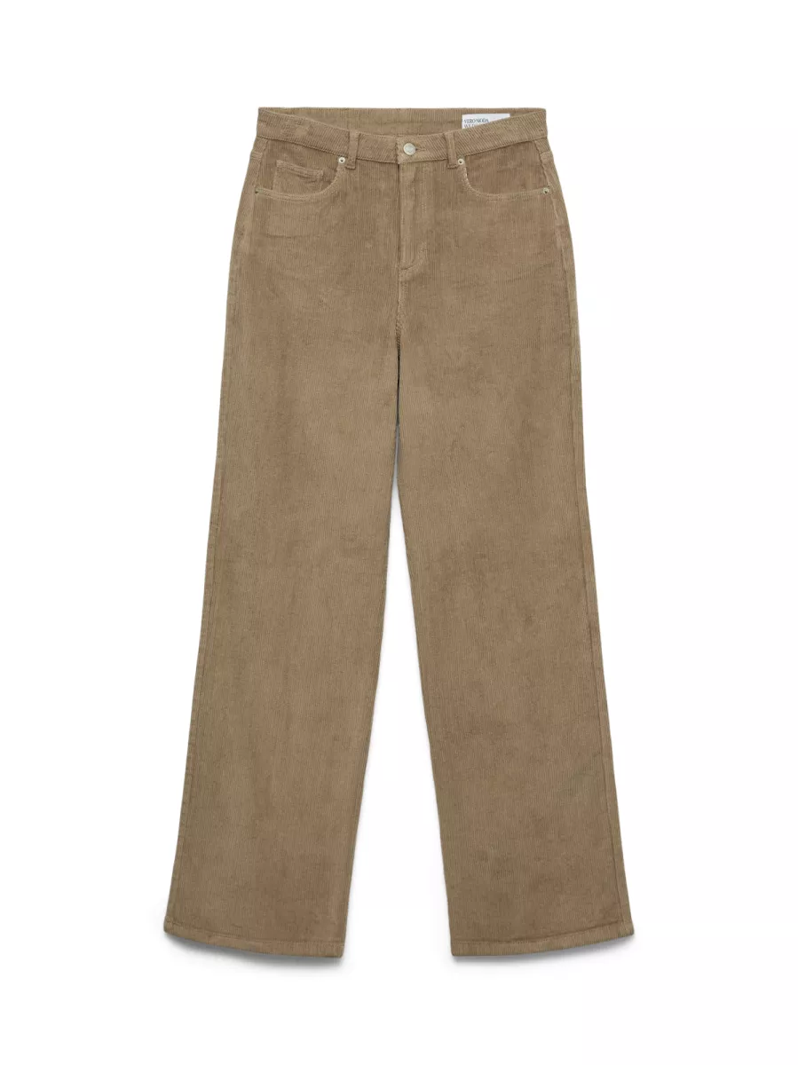 VERO MODA-VMTESSA HR WIDE CORDUROY PANTS GA N-10315350-Silver mink-ZILVER GRIJS