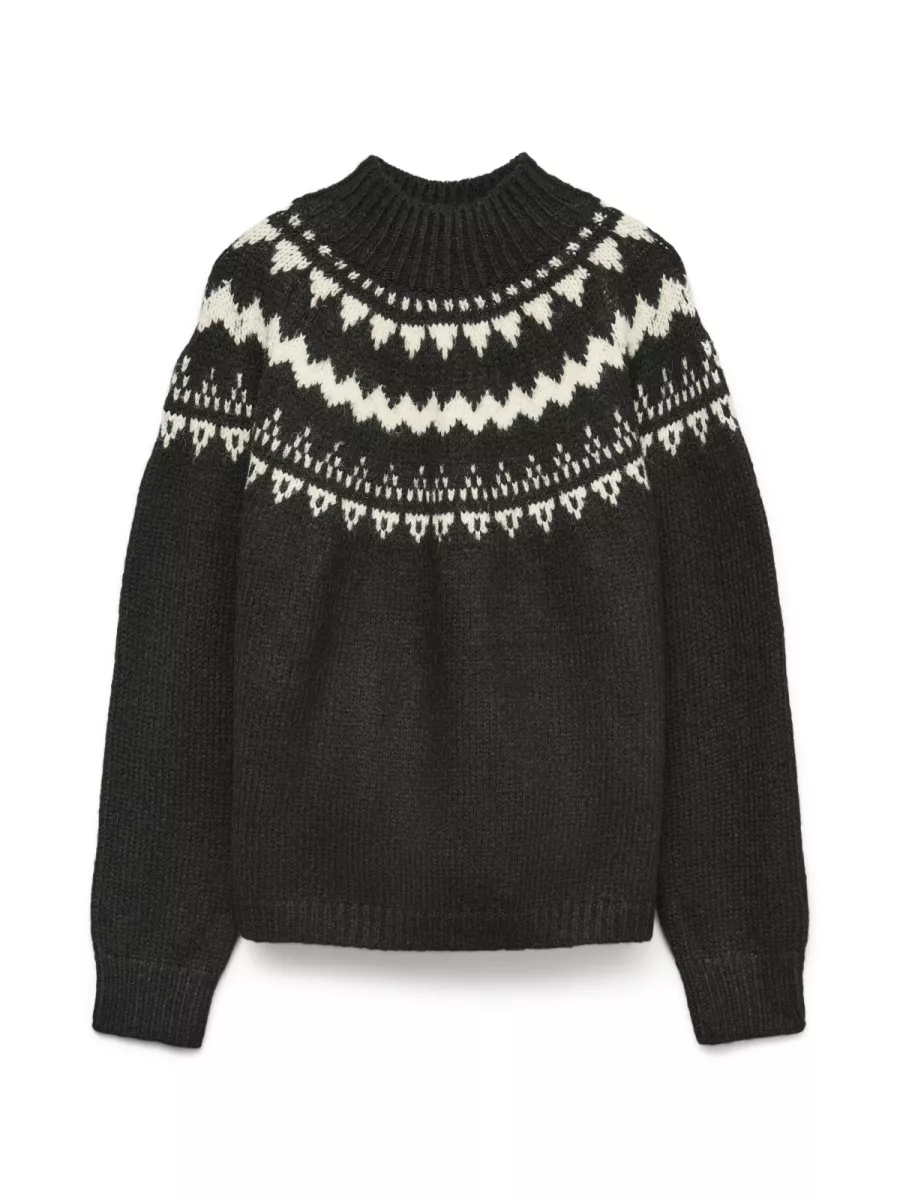 VERO MODA-VMVIVIAN LS HIGHNECK PULLOVER-10335032-Chocolate Torte-CHOCOLADE