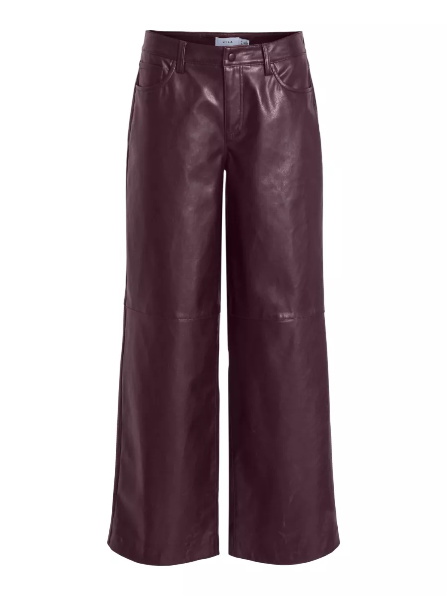 VILA-VIANNIE RW PANTS COATED-14107686-Fig-BORDEAUX