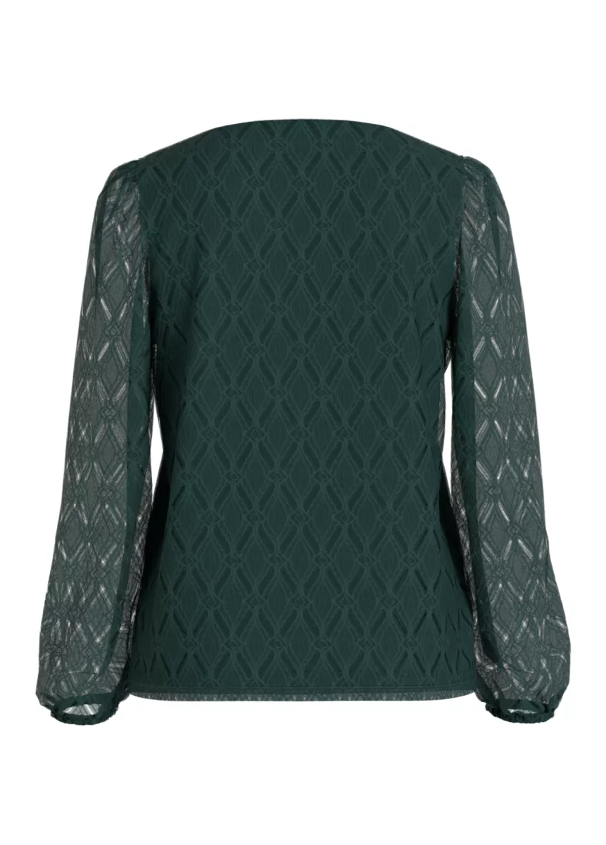 VILA-VIFERO V-NECK L/S TOP/DFS/PB-14113222-Ponderosa Pine-PETROL