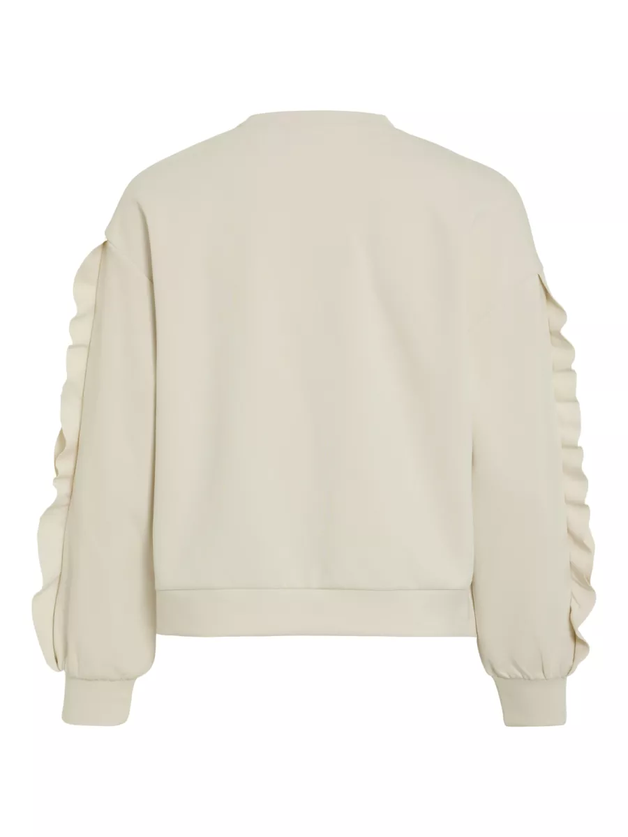 VILA-VIMENTINA FLOUNCE O-NECK L/S TOP-14111068-Birch-CREME