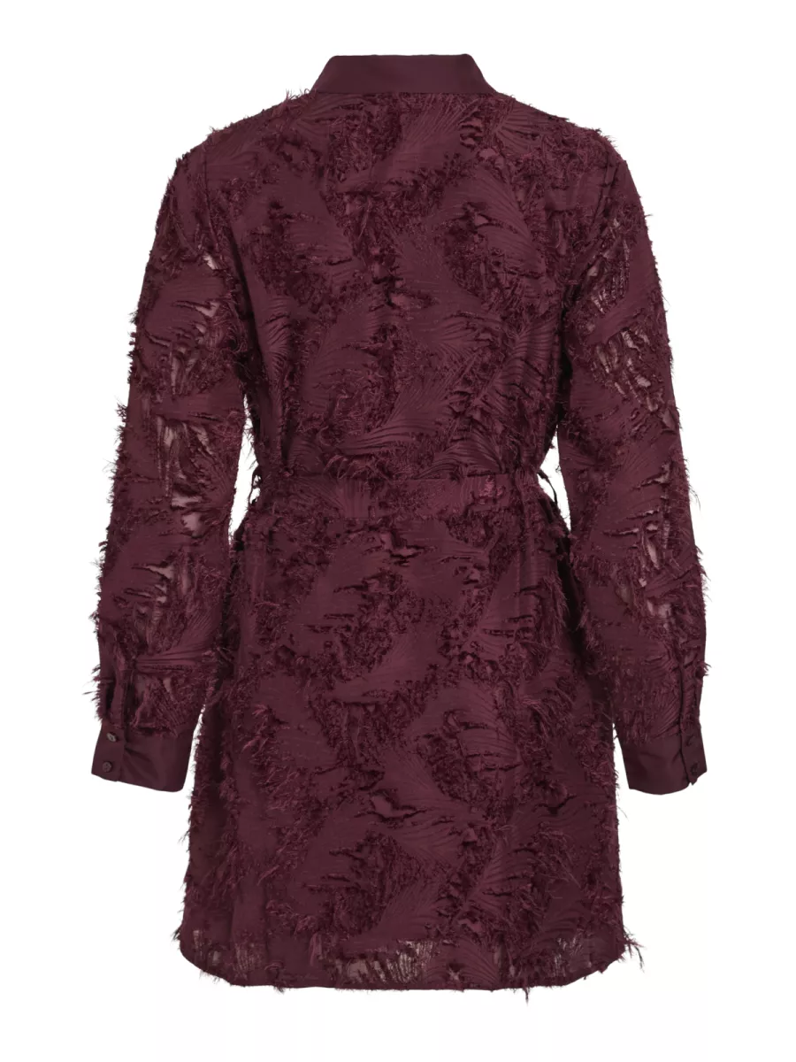 VILA-VIMISANJA L/S SHORT SHIRT DRESS-14111089-Fig-BORDEAUX