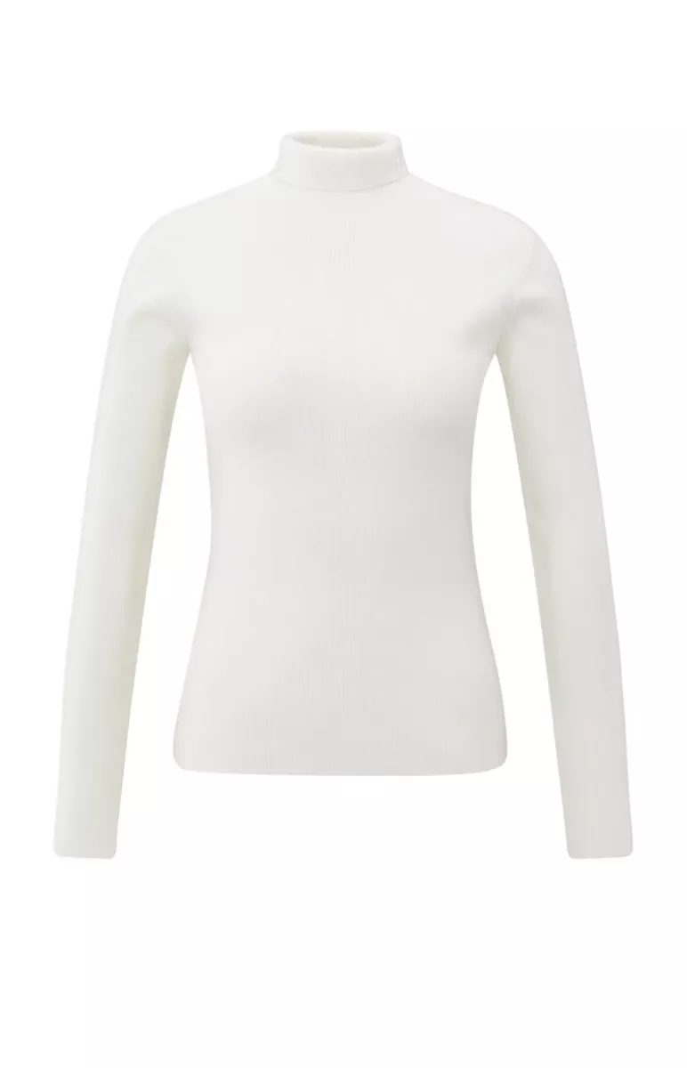 YAYA-Fijne ribtrui met col; Polyester/Acrylic/Polyamide/Wool; 24001-01-000517-510-24001-GRIJS