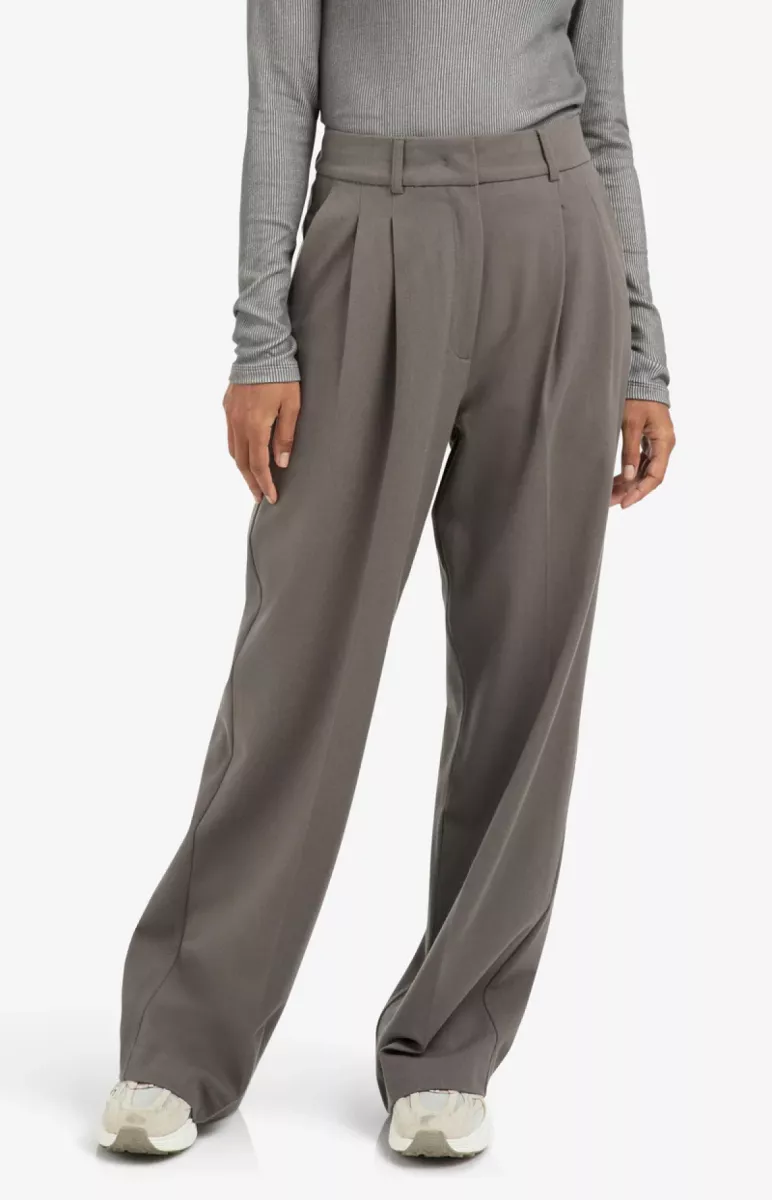 YAYA-Geweven broek met plooien; Polyester/Viscose/Elastane-01-301226-510-80307-DONKER GRIJS/GRAFIET