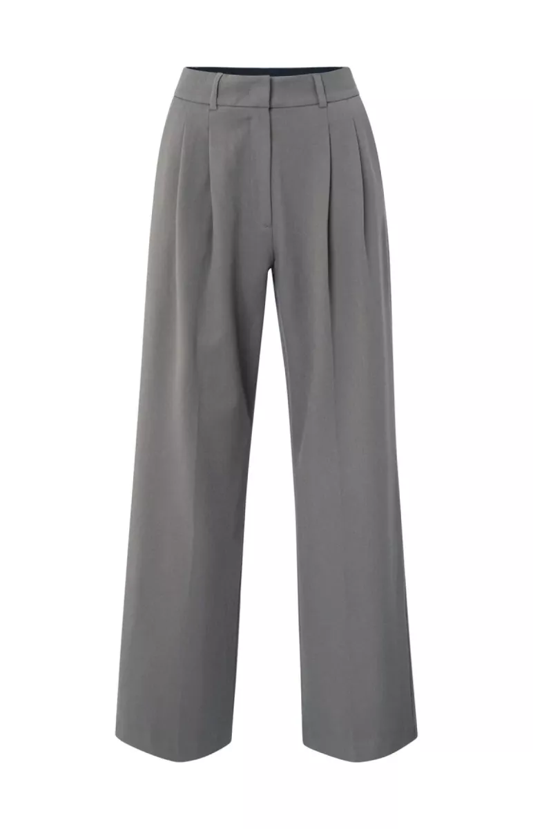 YAYA-Geweven broek met plooien; Polyester/Viscose/Elastane-01-301226-510-80307-DONKER GRIJS/GRAFIET