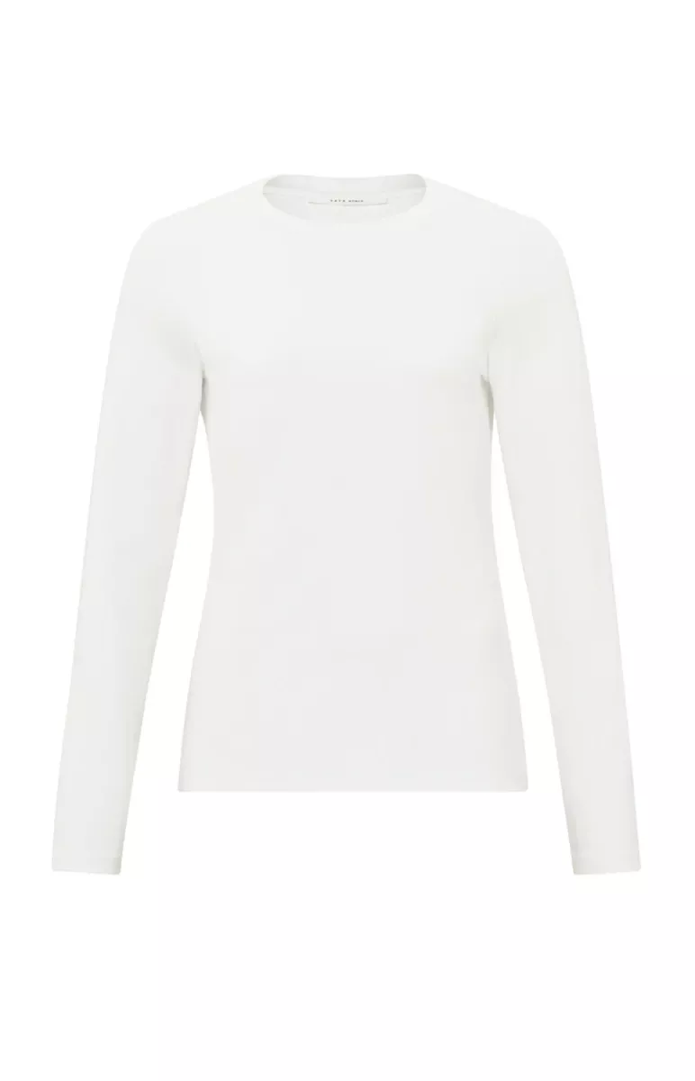 YAYA-Heavy quality long sleeve t-sh; Cotton/Elastane-01-719040-510-10602-OFF WHITE