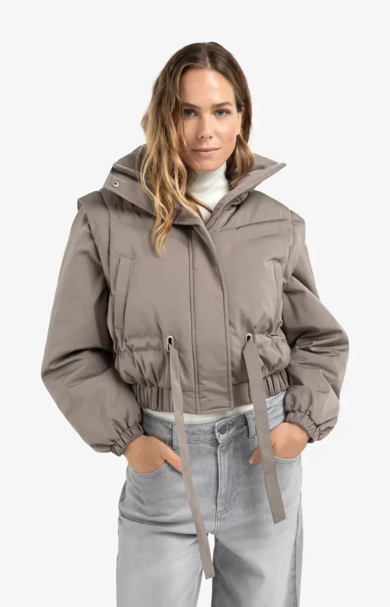 YAYA-Jacket with zip-off sleeves; Polyester; 99032-02-001065-510-99032-TAUPE