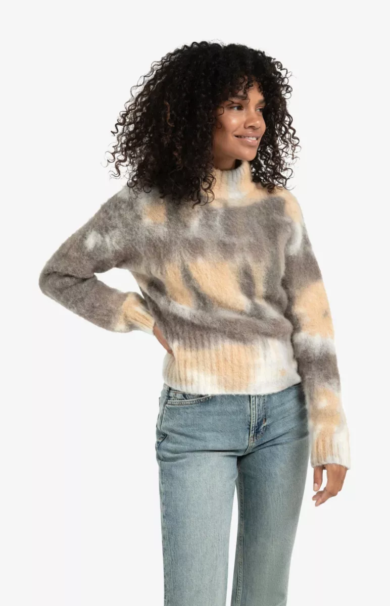 YAYA-Knitted sweater with print; Alpaca/Acrylic/Polyamide/Elastane; 990331-01-000540-510-990331-TAUPE