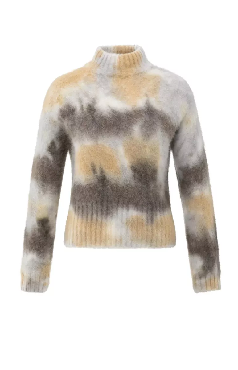 YAYA-Knitted sweater with print; Alpaca/Acrylic/Polyamide/Elastane; 990331-01-000540-510-990331-TAUPE