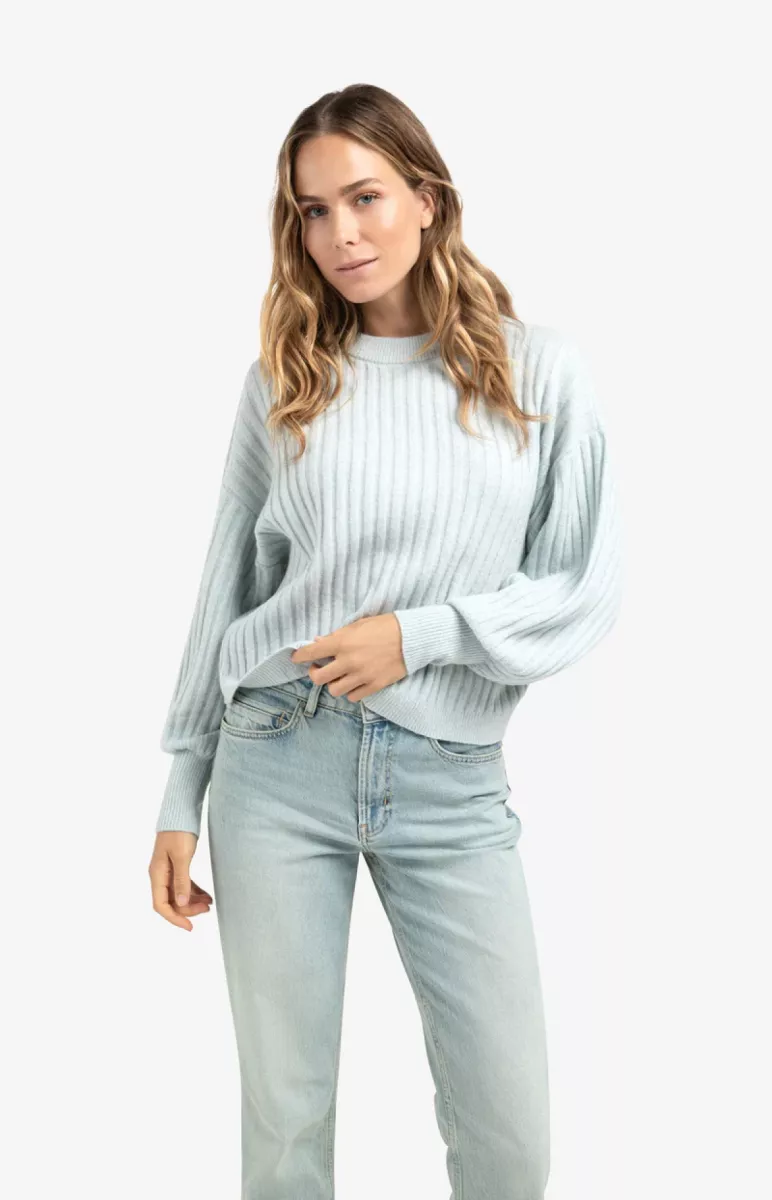 YAYA-Ribbed sweater with round neck; Polyester/Cotton/Wool/Alpaca/Elasta; 44309-01-000538-510-44309-GRIJS