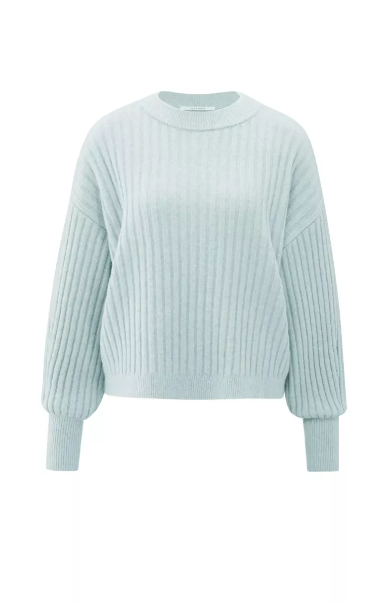 YAYA-Ribbed sweater with round neck; Polyester/Cotton/Wool/Alpaca/Elasta; 44309-01-000538-510-44309-GRIJS