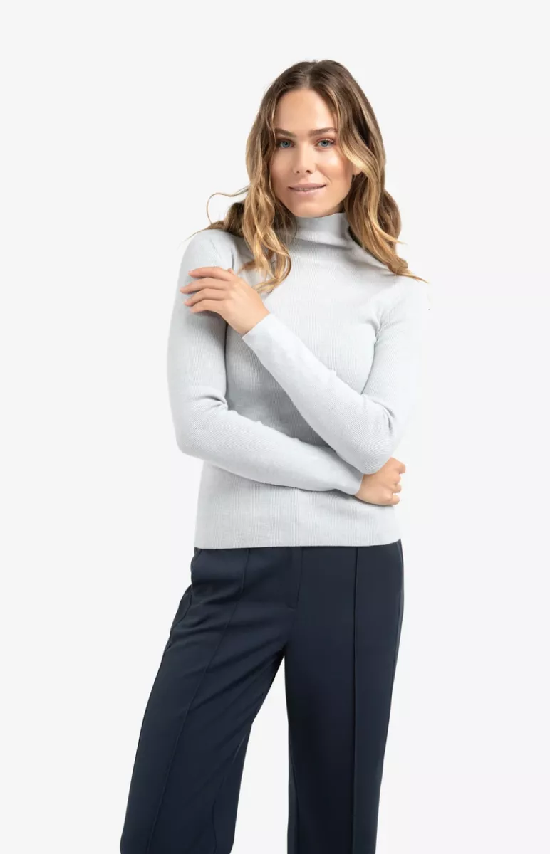 YAYA-Ribbed top with turtleneck; Polyester/Acrylic/Polyamide/Wool; 44309-01-000517-510-44309-GRIJS