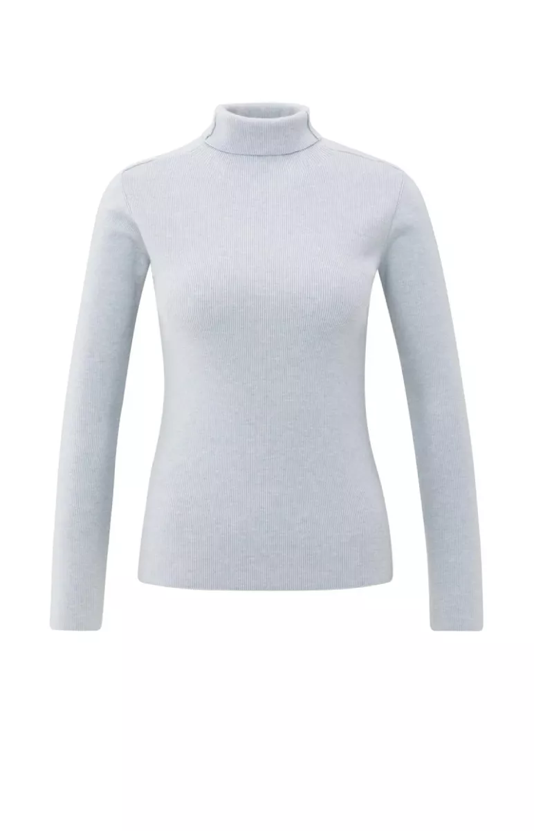 YAYA-Ribbed top with turtleneck; Polyester/Acrylic/Polyamide/Wool; 44309-01-000517-510-44309-GRIJS