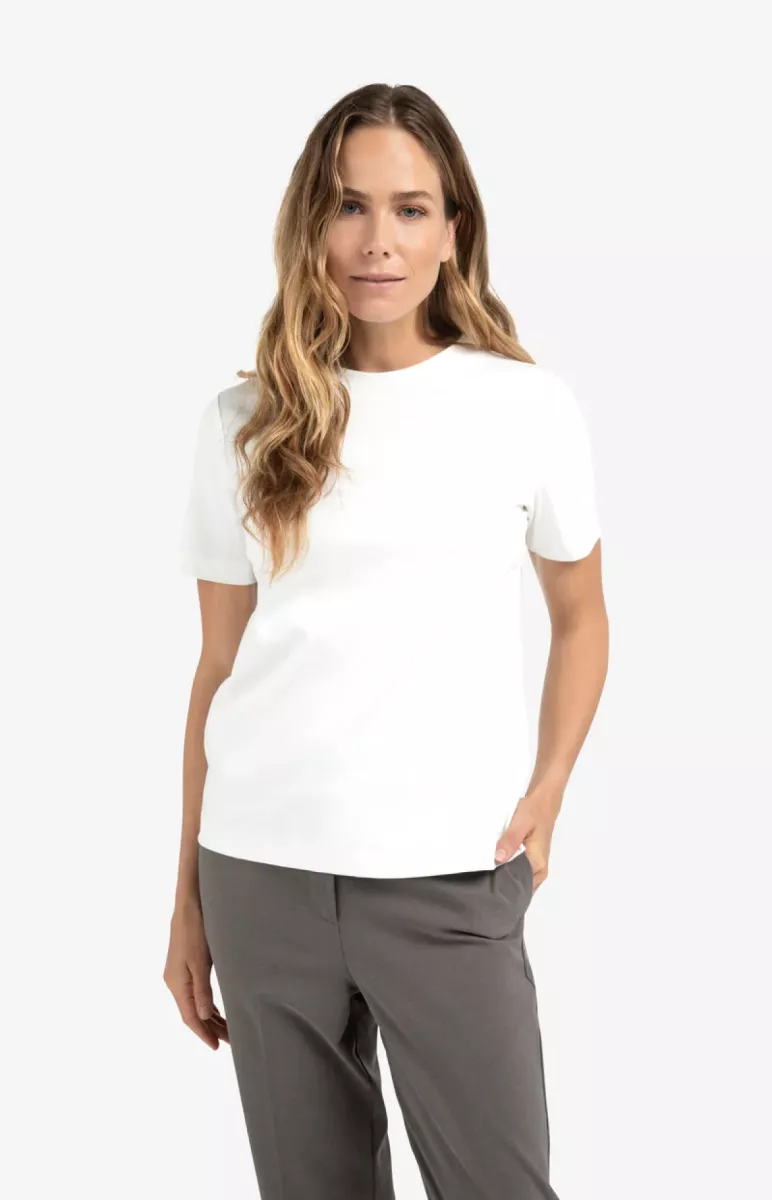 YAYA-Round neck t-shirt; Cotton-01-719057-510-10602-OFF WHITE