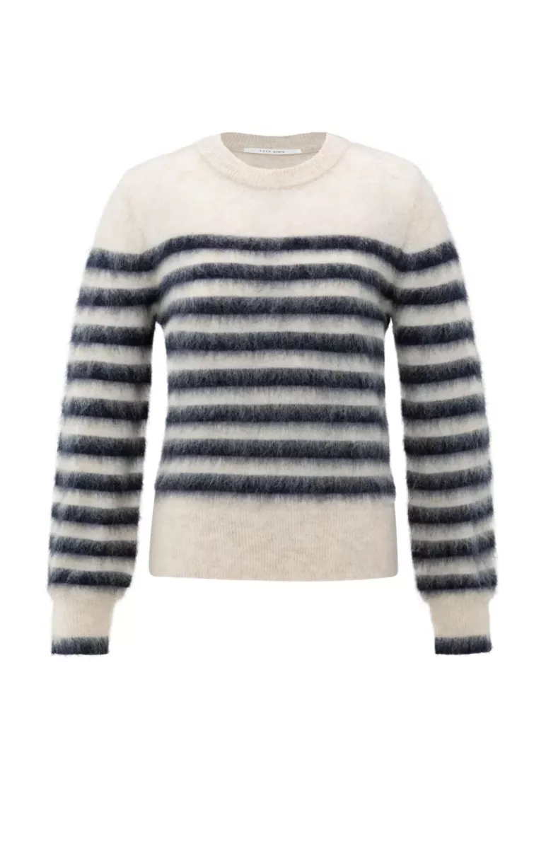YAYA-Striped sweater; Mohair/Wool/Polyamide/Elastane; 940511-01-000539-510-940511-BLUE
