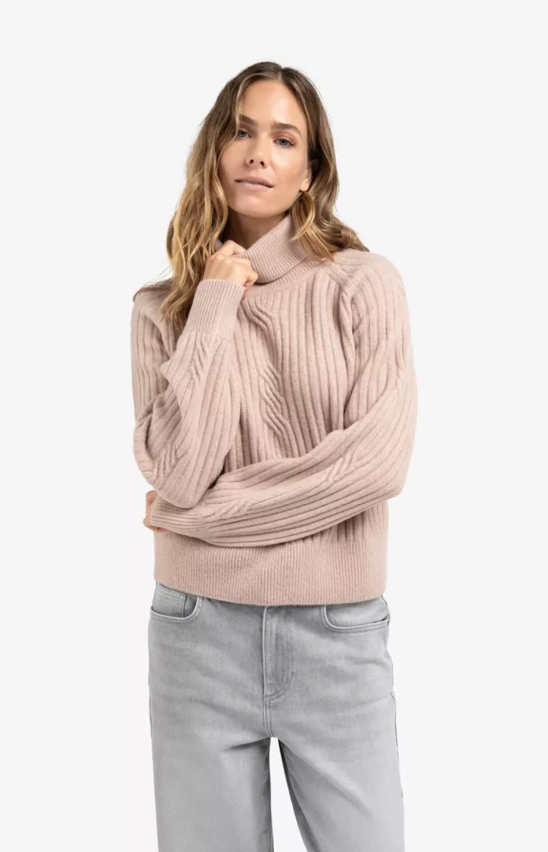 YAYA-Sweater with cable detail; Polyamide/Acrylic/Elastane/Wool; 615092-01-000525-510-615092-GRIJS