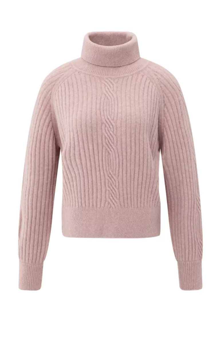 YAYA-Sweater with cable detail; Polyamide/Acrylic/Elastane/Wool; 615092-01-000525-510-615092-GRIJS