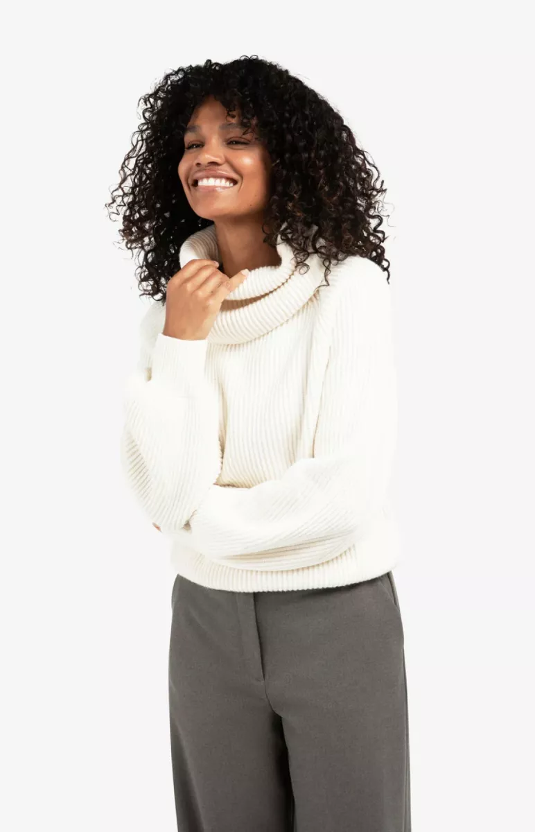 YAYA-Sweater with wide collar; Cotton/Polyester/Acrylic/Wool; 99035-01-000508-510-99035-WIT
