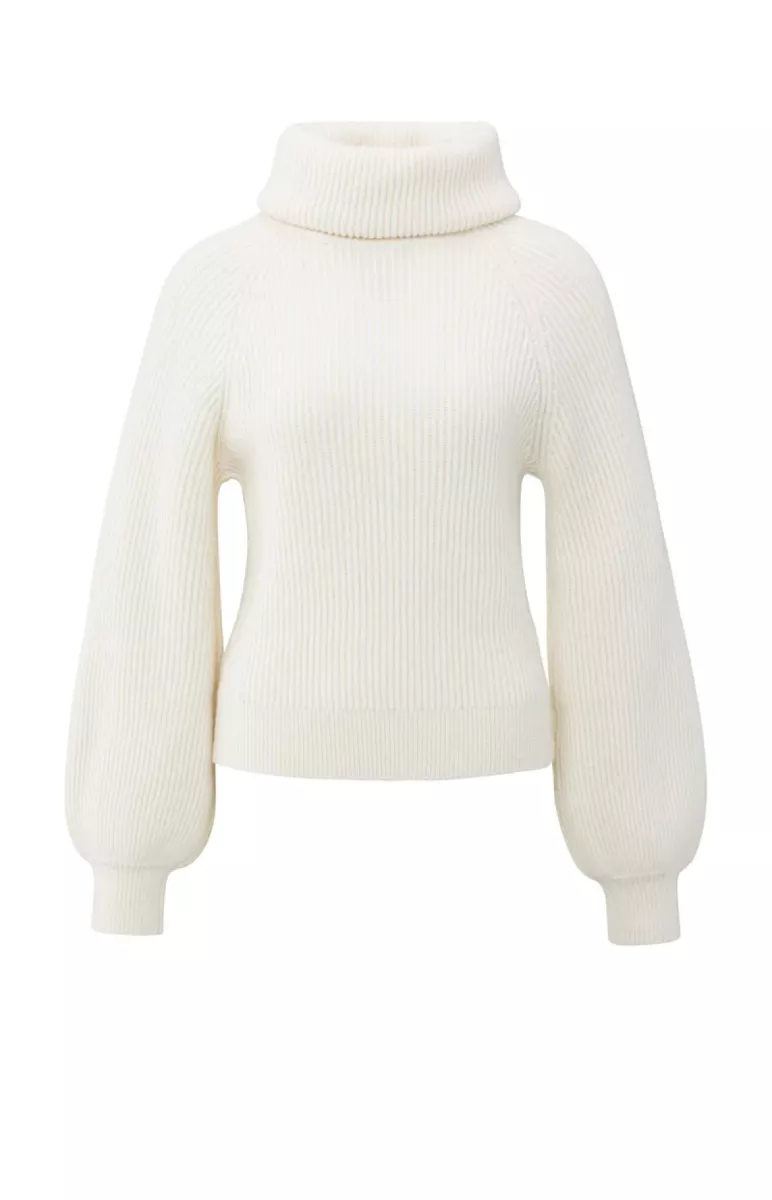 YAYA-Sweater with wide collar; Cotton/Polyester/Acrylic/Wool; 99035-01-000508-510-99035-WIT