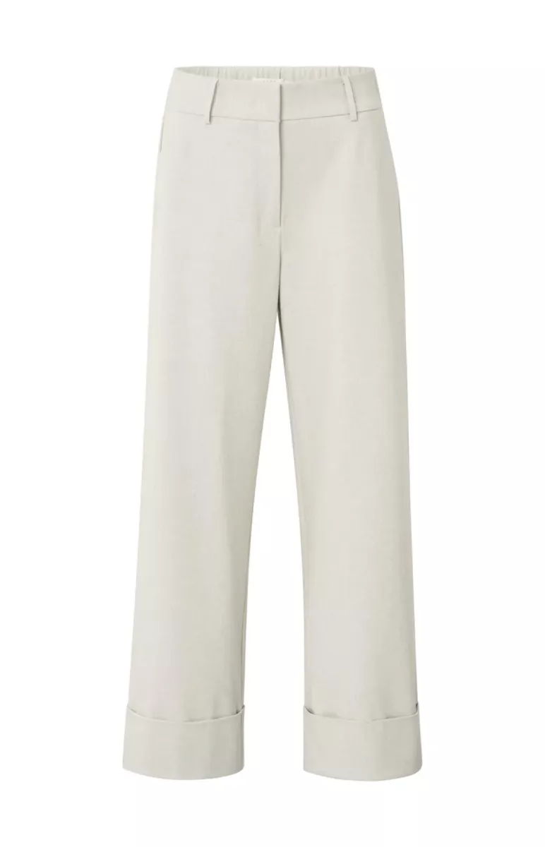 YAYA-Trousers with turn-ups; Polyester/Ramie/Elastane; 990312-01-301224-510-990312-GRIJS