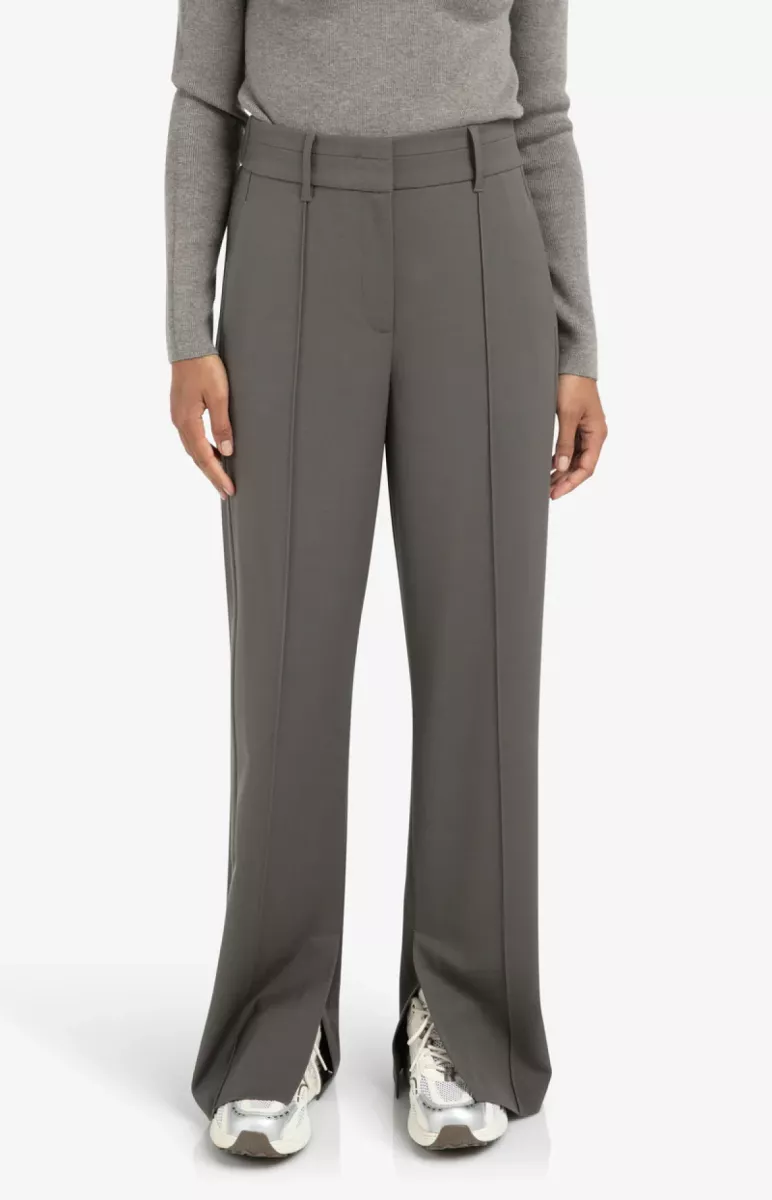YAYA-Wide leg trousers with seams; Polyester/Viscose/Lyocell/Wool/Elas; 80307-01-301227-510-80307-DONKER GRIJS/GRAFIET