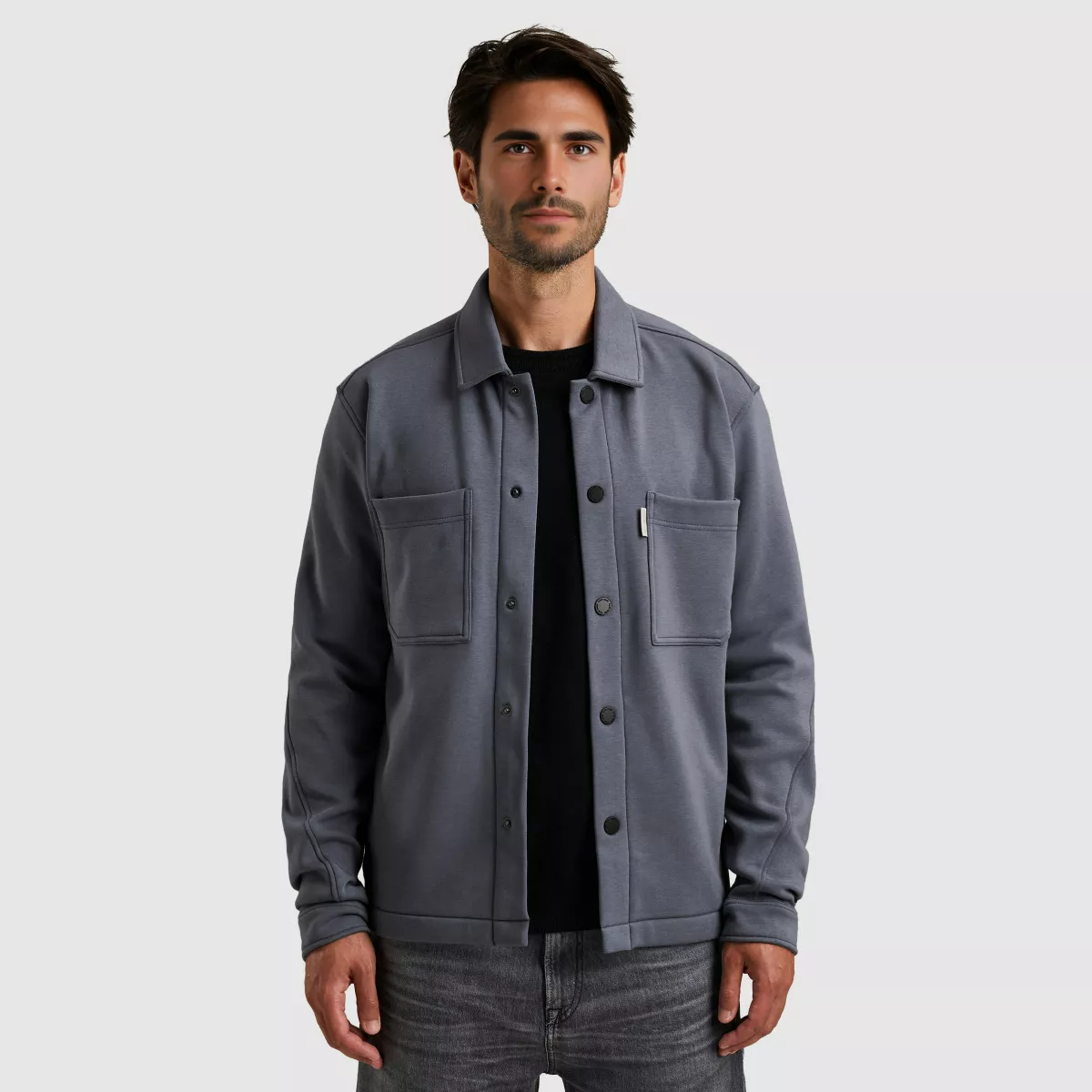 CAST IRON-Button jacket interlock-CSW2511460-5277 Grisaille-BLAUW