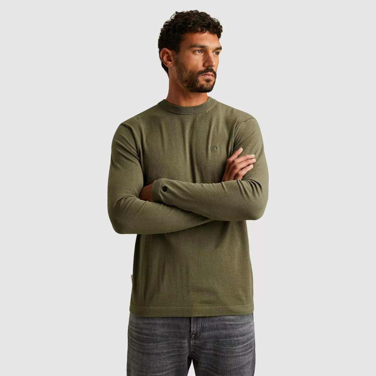cast-iron-crewneck-soft-blend-ckw2511360-6414-dusty-olive-olijf-2 CAST IRON-Crewneck soft blend-CKW2511360-6414 Dusty olive-OLIJF
