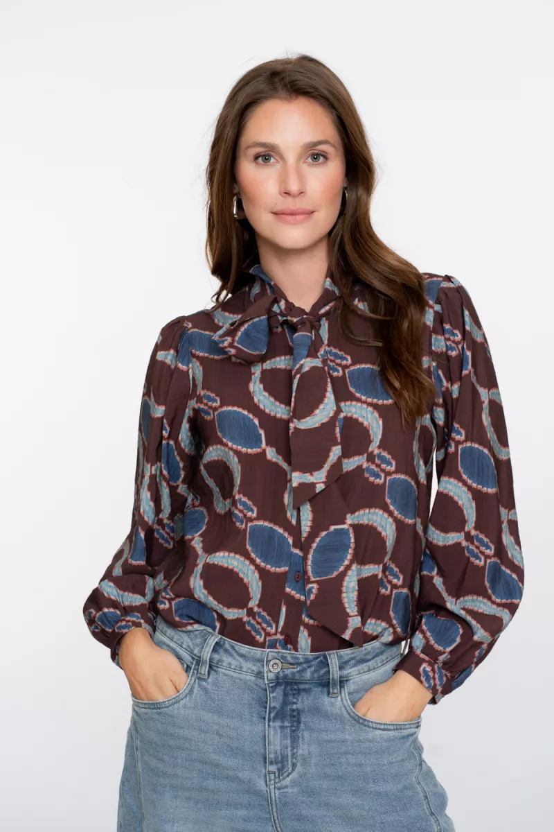 GEISHA-Blouse print-53618-20-470 Bordeaux blue-BORDEAUX