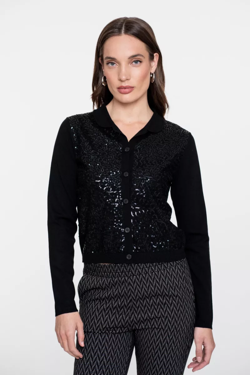 GEISHA-Cardigan sequences-54505-10-999 Black-ZWART
