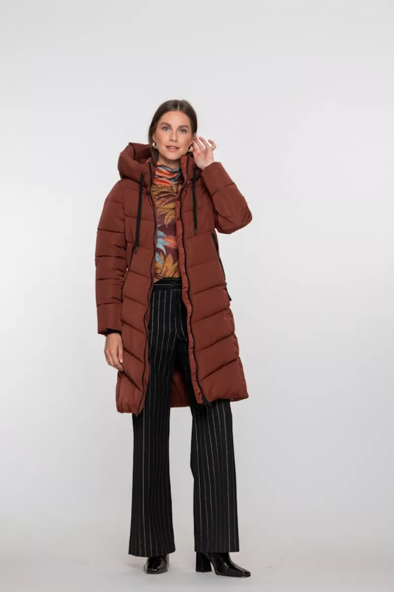 GEISHA-Jacket mid long-58580-99-735 Brick-STEEN ROOD