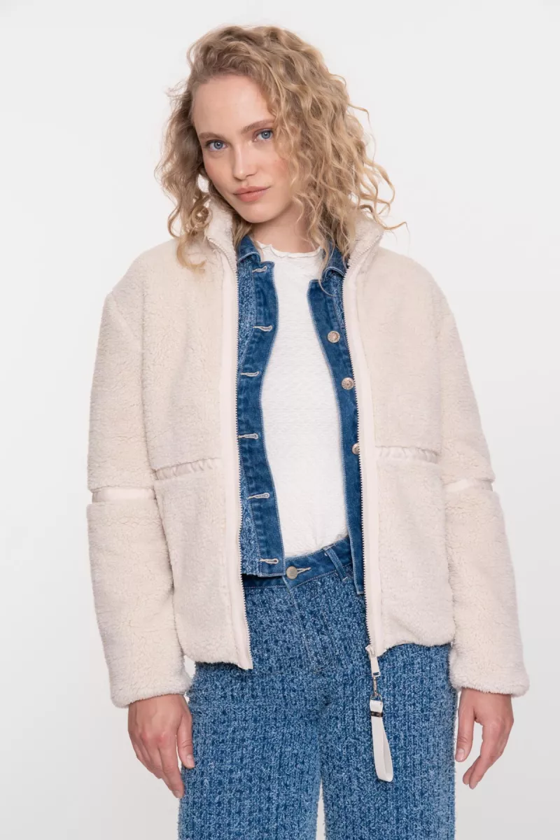 GEISHA-Jacket teddy short-58514-12-010 Off white-OFF WHITE