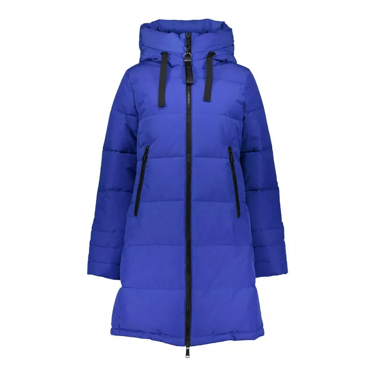 GEISHA-Jacket with hood mid long-58521-12-650 Cobalt-KOBALT