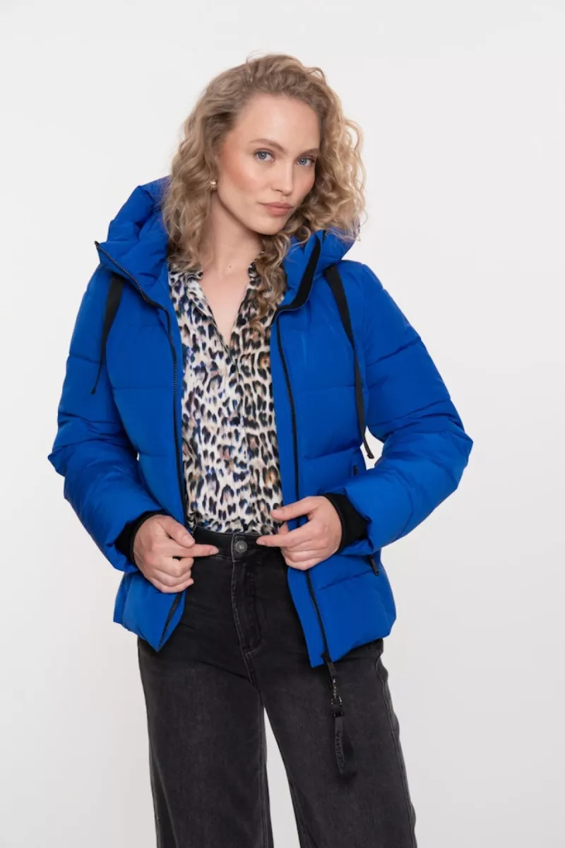 GEISHA-Jacket with hood short-58518-12-650 Cobalt-KOBALT