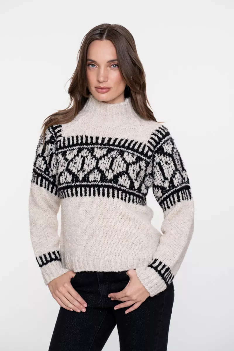 GEISHA-Pullover nordic-54581-70-720 Sand black-ZAND