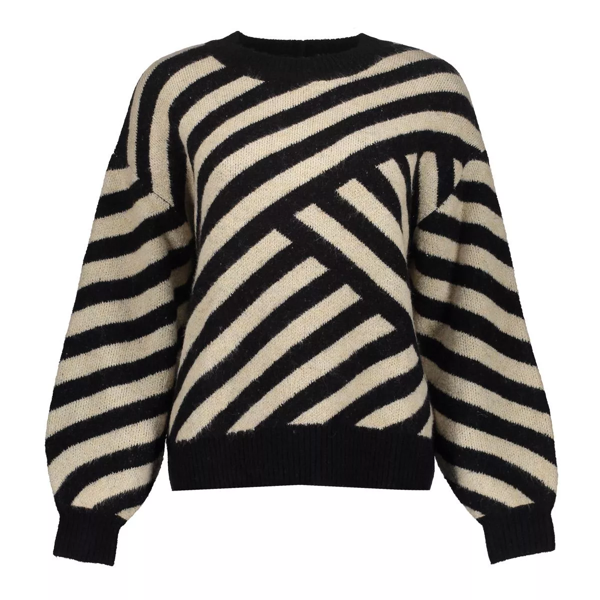 GEISHA-Pullover stripes-54570-29-720 Sand black-ZAND