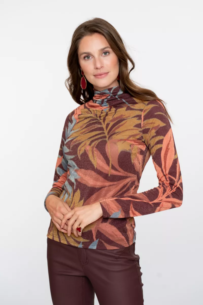 GEISHA-Top lurex print-53670-20-470 Bordeaux orange blue-BORDEAUX