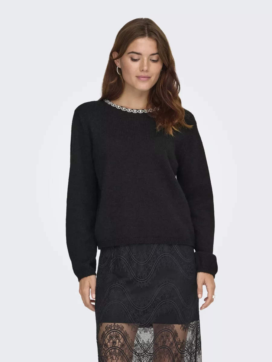 JDY-JDYALVA LIFE L/S EMBELLISH PULLOVER-15351917-Black Silver Embellishment-BLACK