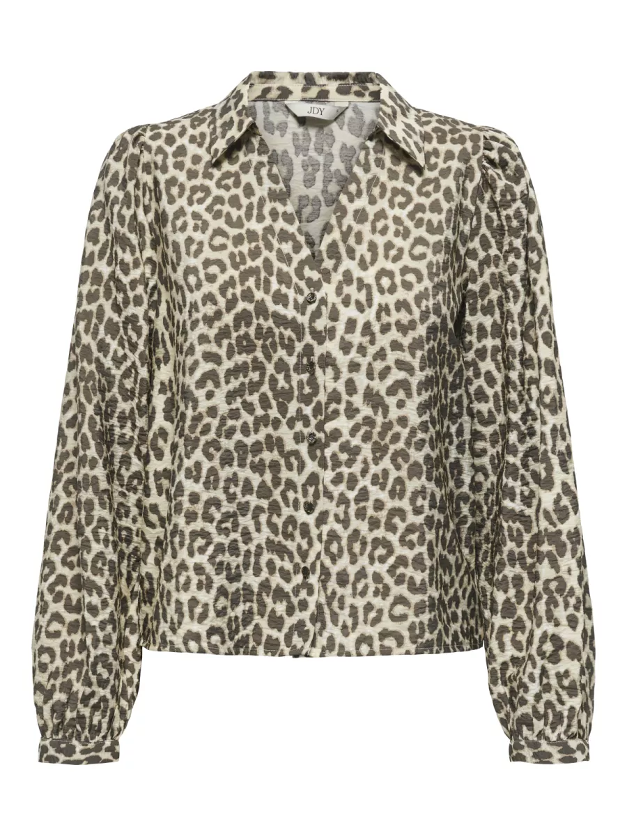 JDY-JDYBEATRICE LIFE L/S V-NECK SHIRT W-15359476-Birch Brown Leo-BRUIN