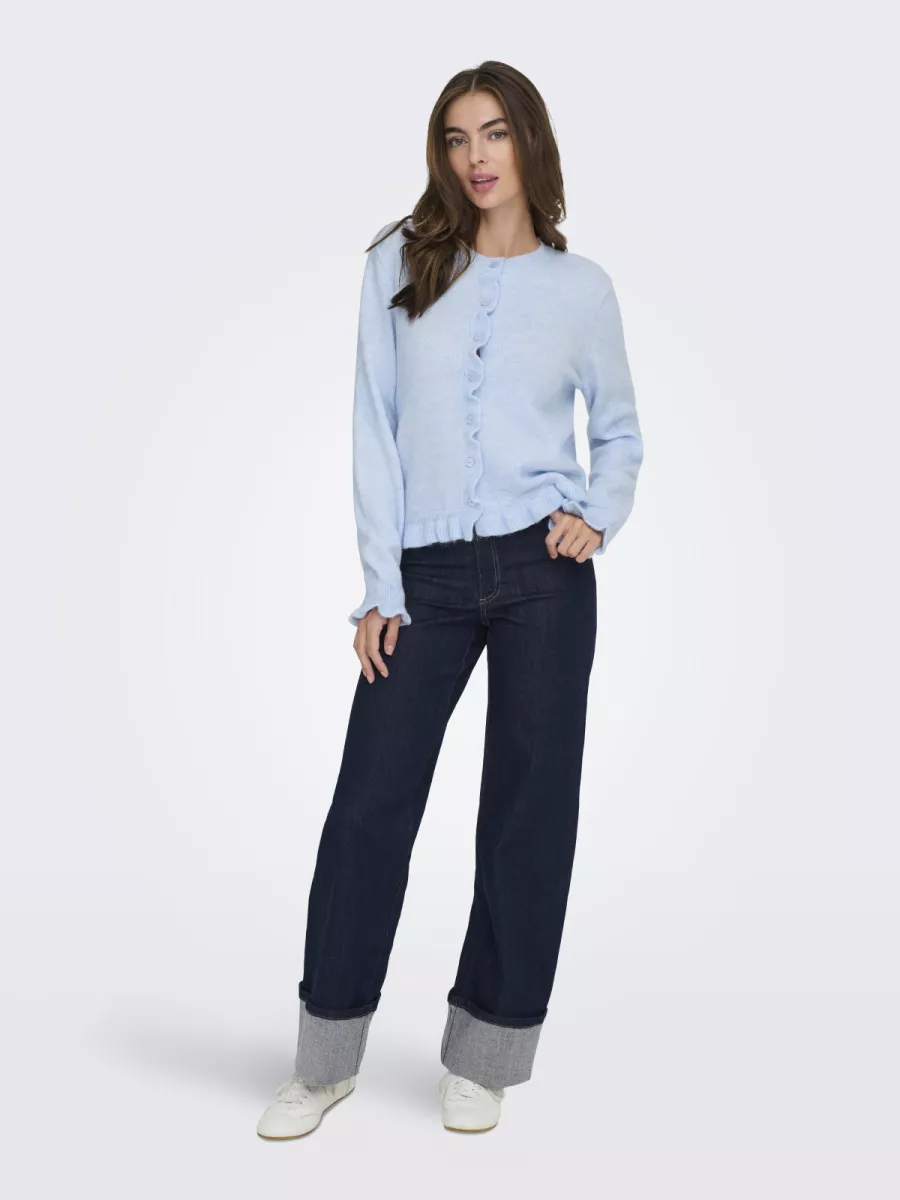 JDY-JDYLETTY L/S ON FRILL CARDIGAN KNT-15363485-Cashmere Blue-BLUE